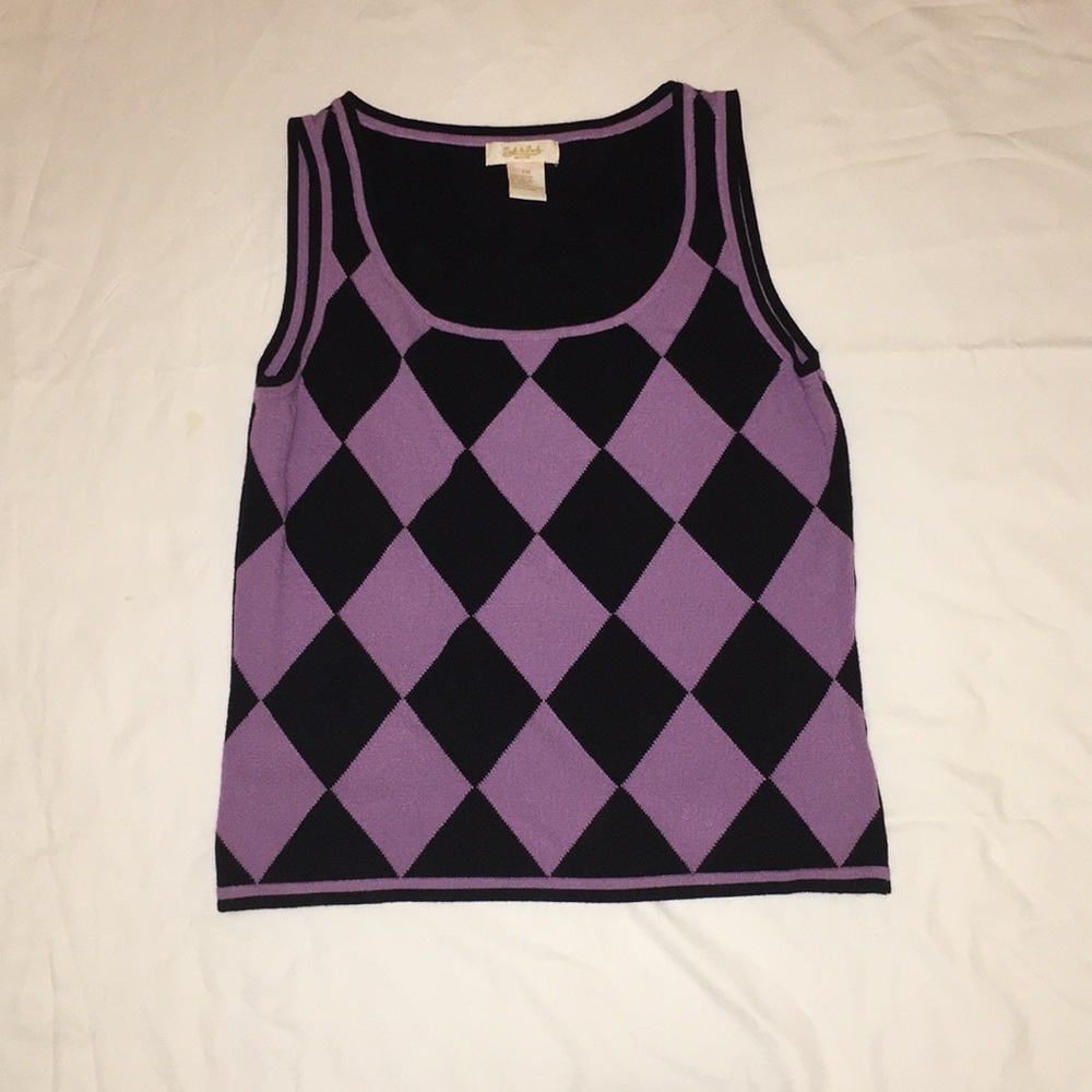 Peck & Peck Black & Lavender Sleeveless Sweater PM
